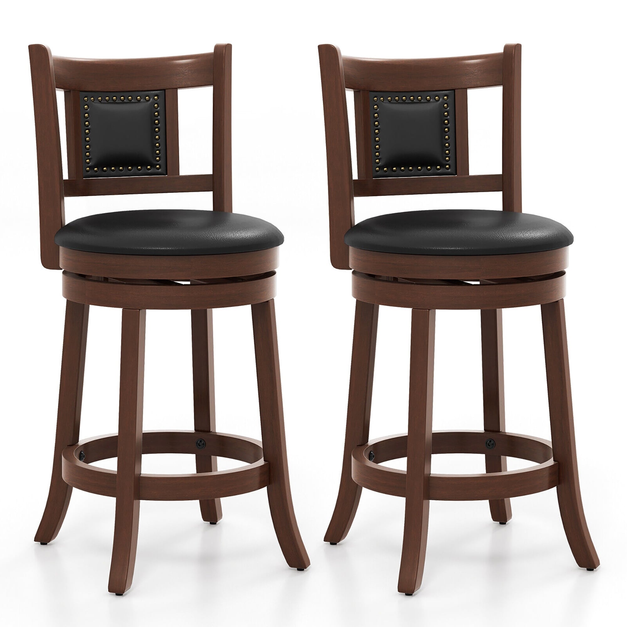 Gymax 25.5'' Swivel Bar Stool Set of 2 Counter Height Bar Stools