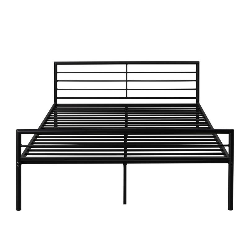 Twin Over Full Metal Bunk Bed with Desk, Ladder, and Quality Slats for Bedroom