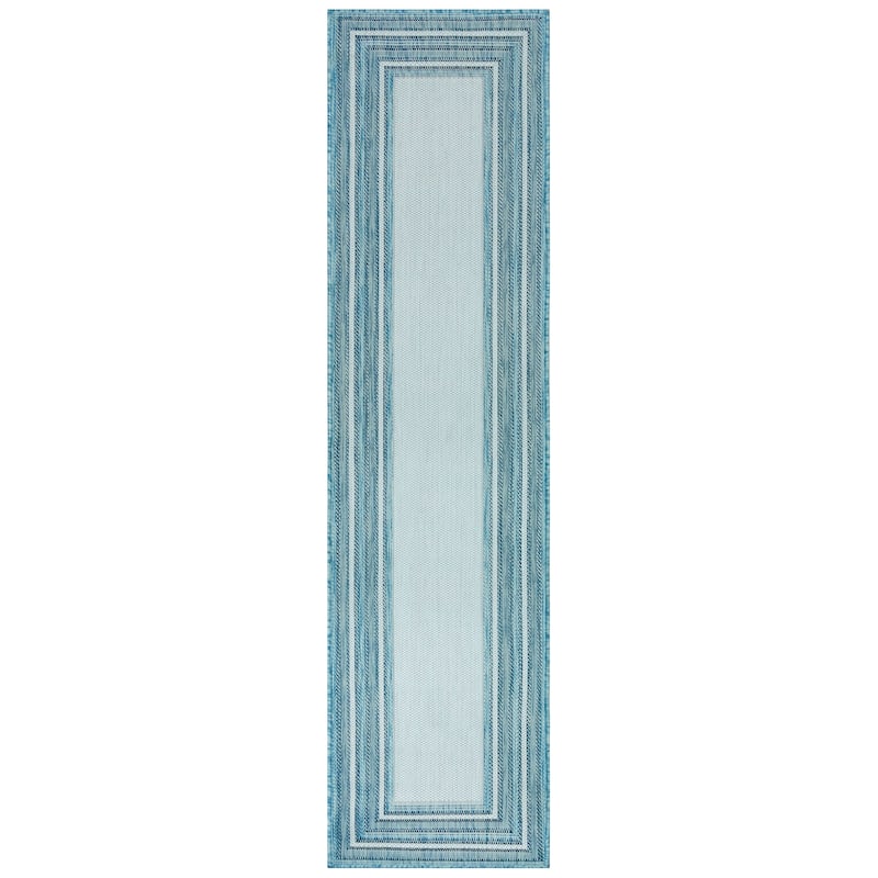 Liora Manne Carmel Multi Border Indoor/ Outdoor Area Rug - 1'11" x 7'6" - Aqua