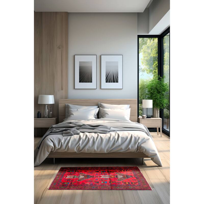 ECARPETGALLERY Hand-knotted Teimani Red Wool Rug - 3'0 x 4'11