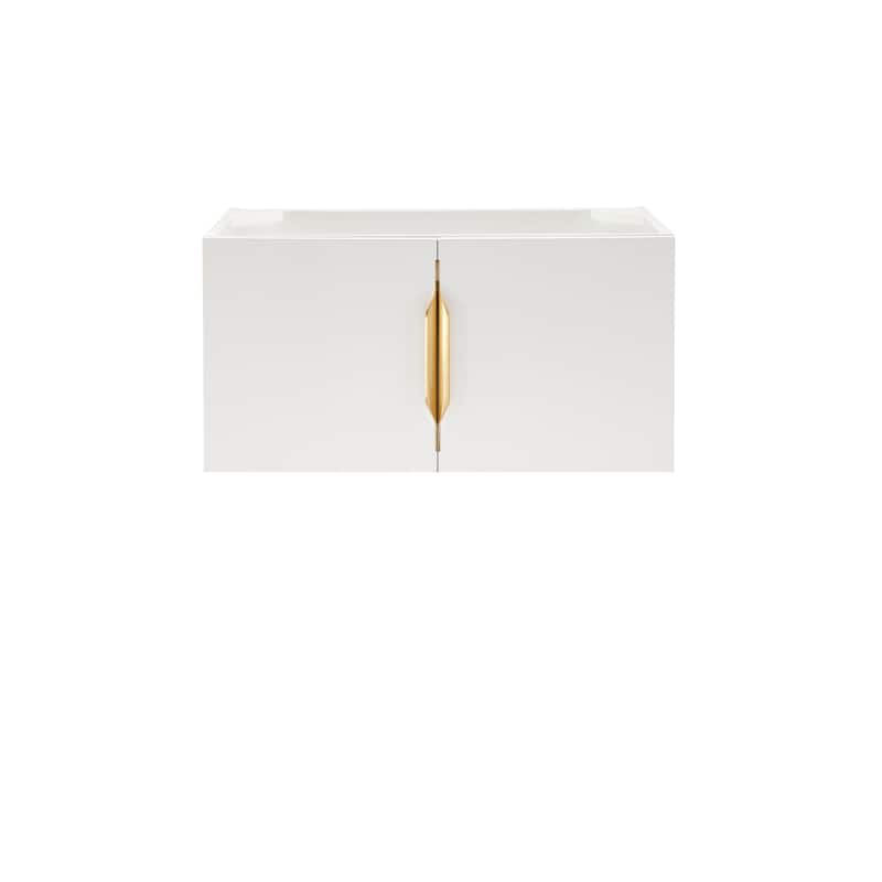 James Martin Vanities Columbia 31.5" Single Vanity, Glossy White with White Glossy Composite Stone Top