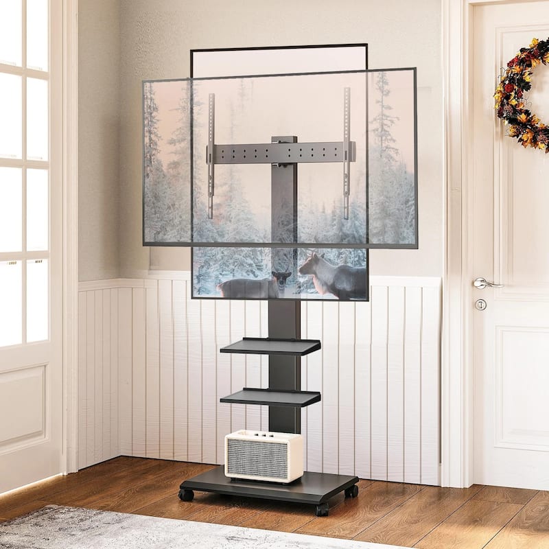 FITUEYES Rolling TV Stand for 32-70 inch TVs with Wheels,Horizontal and Vertical Swivel