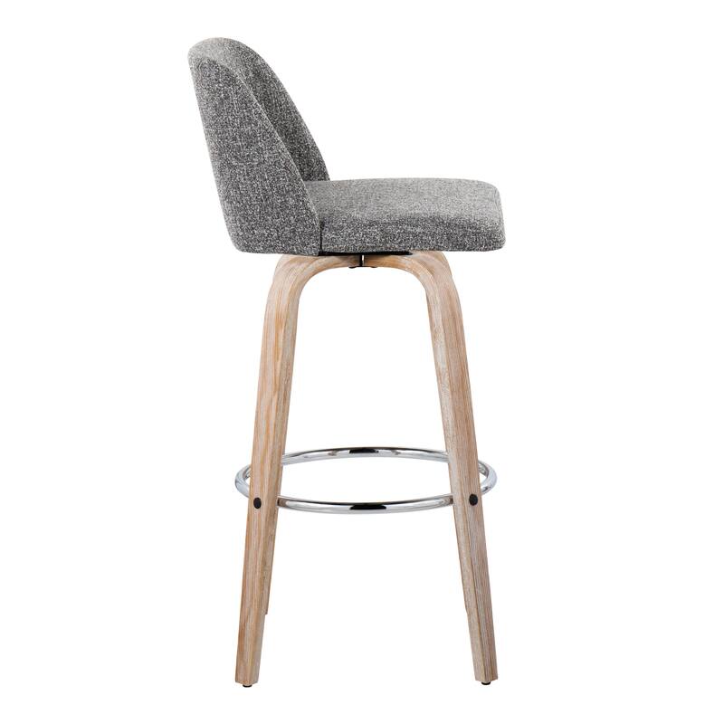 The Gray Barn Vallberga 30" Fixed-Height Bar Stool with White Washed Wood Base (Set of 2)