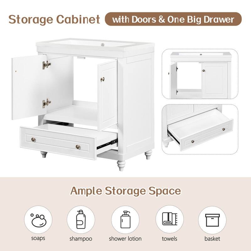 30" 2-door Bathroom Vanity with Sink and Drawer - no Sink