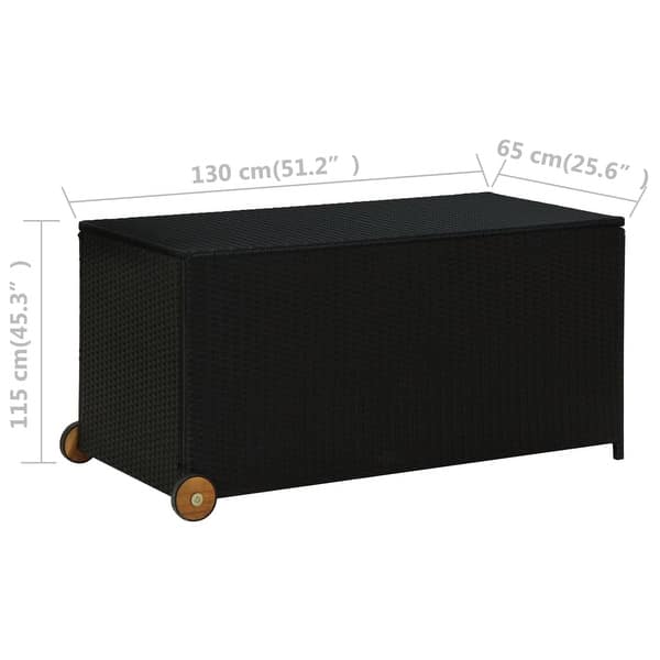 vidaXL Patio Storage Box Black 47.2"x25.6"x24" Poly Rattan