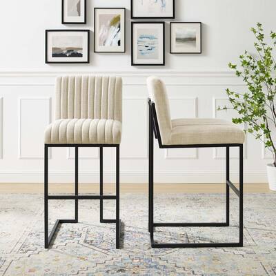 Indulge Channel Tufted Fabric Bar Stools - N/A