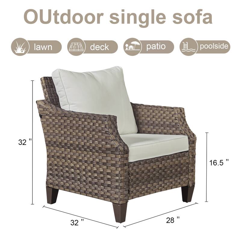 Pocassy 2PCS Outdoor Patio Chair with Cushion