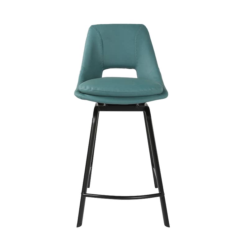 Carise Metal and Faux Leather Bar or Counter Swivel Stool