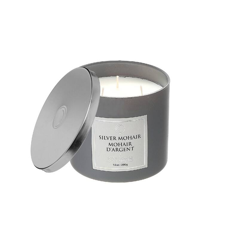 14 Oz 3 Wick Luxe Scented Candle With Lid (Silver gem) - Set of 2