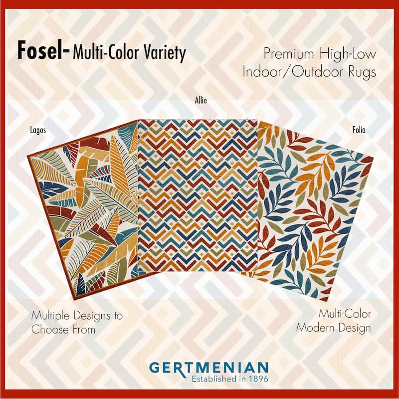 Gertmenian Fosel Allie Modern Geometric Chevron Multi-Colored Indoor/ Outdoor High-Low Area Rug