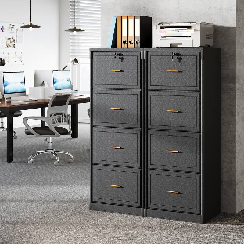 4-Drawer File Cabinet with Lock and Key, Vertical Filling Cabinet for A4/Letter/Legal Size Files