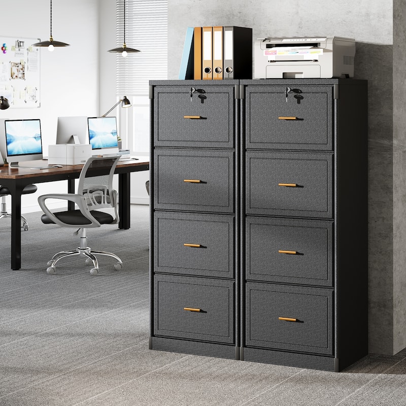 Vertical File Cabinet with 4 Drawers, Lockable Filling Cabinet with Key for Home Office