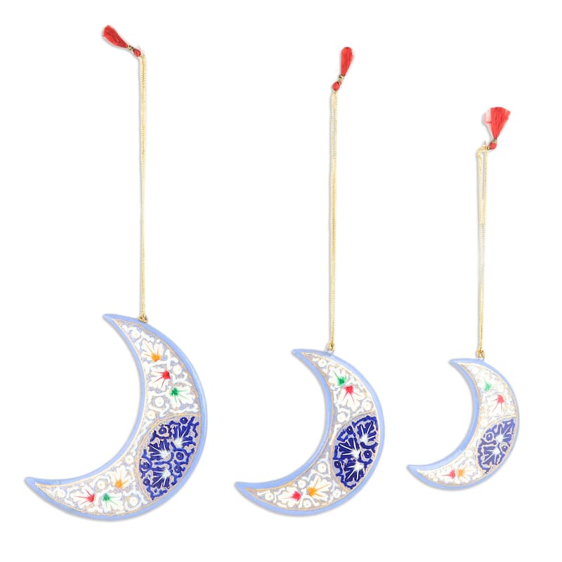 Novica Handmade Blue Night Wood Ornaments (Set Of 3)