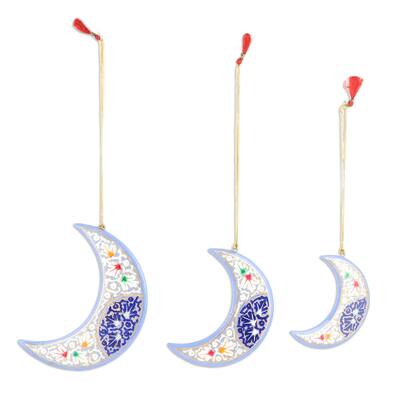 Novica Handmade Blue Night Wood Ornaments (Set Of 3)