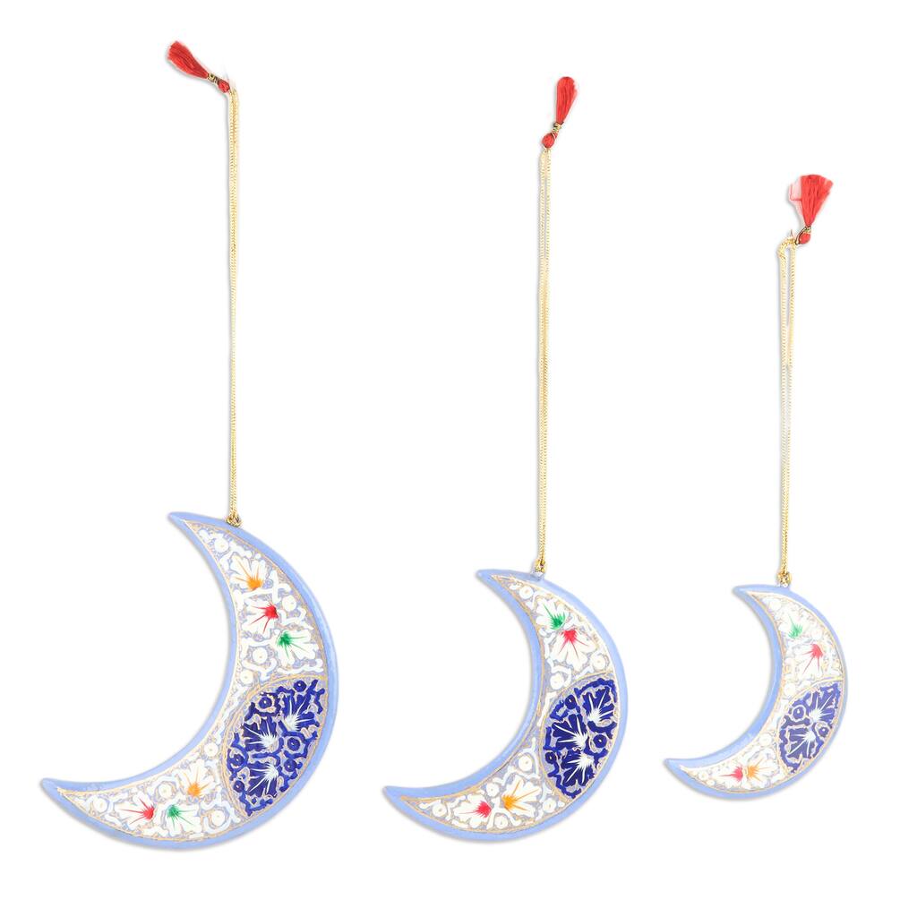 Novica Handmade Blue Night Wood Ornaments (Set Of 3)
