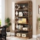 preview thumbnail 1 of 11, 6-Tier Rustic Bookshelf, 70-Inch Wooden 5 Shelf Bookcase - 11.81"D x 31.5"W x 70.47"H Brown & Grey