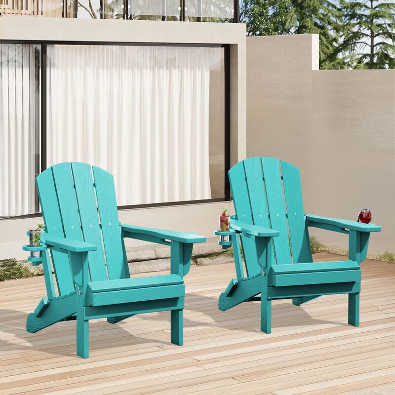 Foldable HDPE Adirondack Chair with Dual Cup Holders
