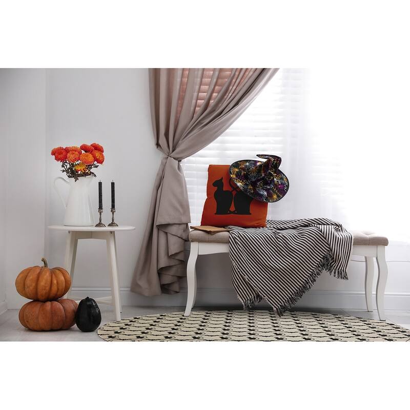 Cats and Bats Halloween Chenille Rug, 18" x 30"