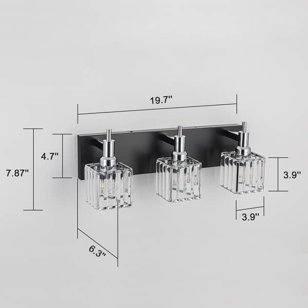 dimension image slide 2 of 23, 2/3/4-Light Modern Bathroom Crystal Vanity Light Wall Sconces