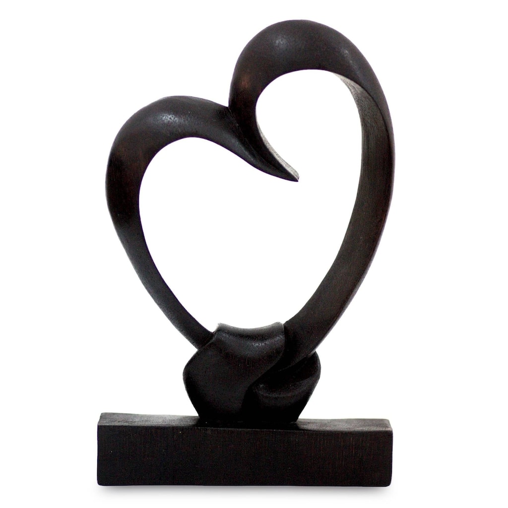 NOVICA Handmade Bonds of the Heart Wood Sculpture (Indonesia) - 7.75" H x 4.7" W x 1.2" D