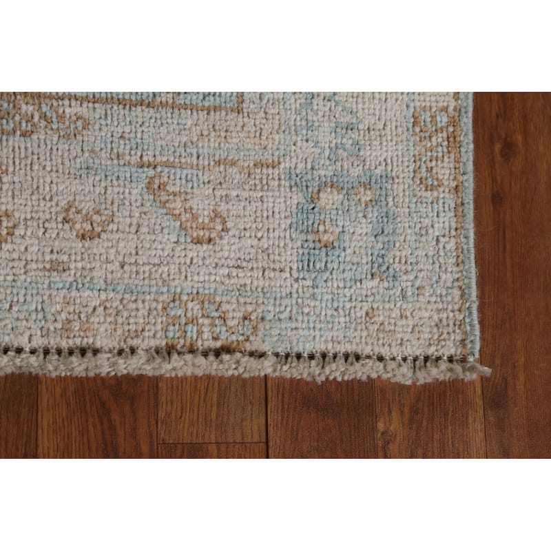 Geometric Oushak Turkish Oriental Wool Rug Hand-knotted Bedroom Carpet - 3'0" x 3'10"