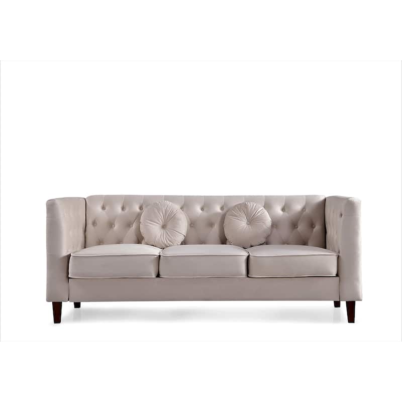 Fancher Kittleson Classic Chesterfield Sofa - Beige