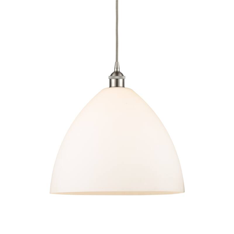 Innovations Lighting 616-1P-18-16 Edison Dome Pendant Edison Dome 16" - Brushed Satin Nickel / Matte White