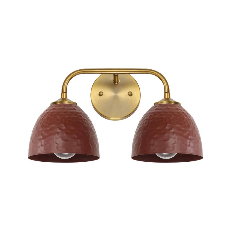 Golden Lighting Shepard 2-light Vanity in Modern Brass and Russet Clay shade