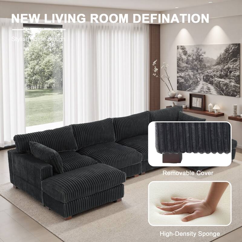 Oversized U-shaped Plush Modular Sectional Sofa Set