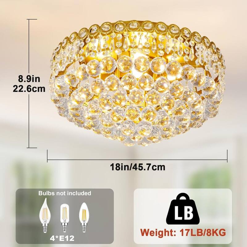 KAYLA 19-Lights High Ceiling Chandelier Modern Gold Crystal Chandeliers Large Foyer Chandelier Fixtures