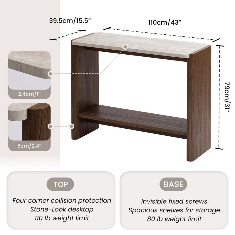 SUNBURY Modern Coffee Table with Walnut Wood Legs