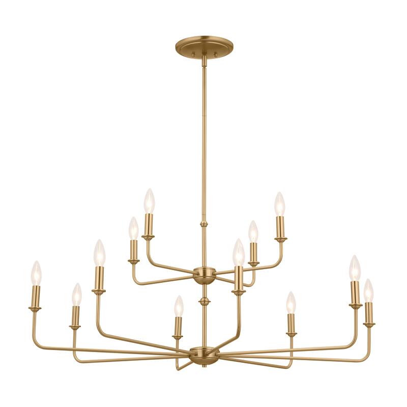 Kichler Lighting Pallas 12-Light Brushed Natural Brass 2-Tier Chandelier - 42.75 in