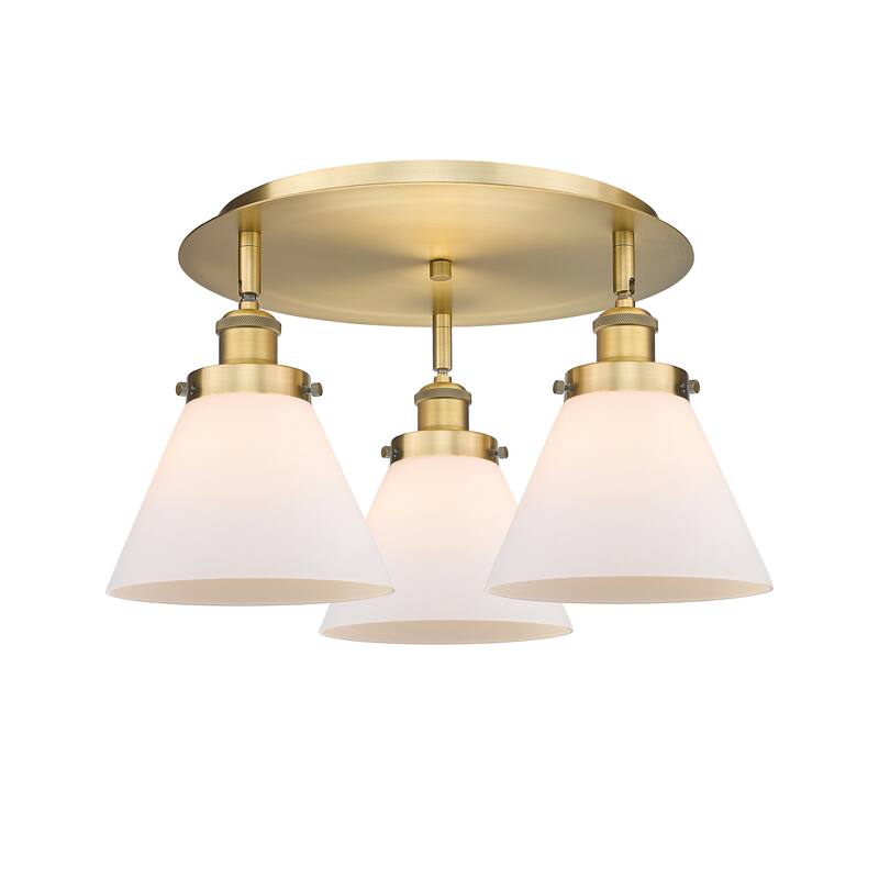 Innovations Lighting Cone - 3 Light 20" Flush Mount - Brushed Brass/Matte White