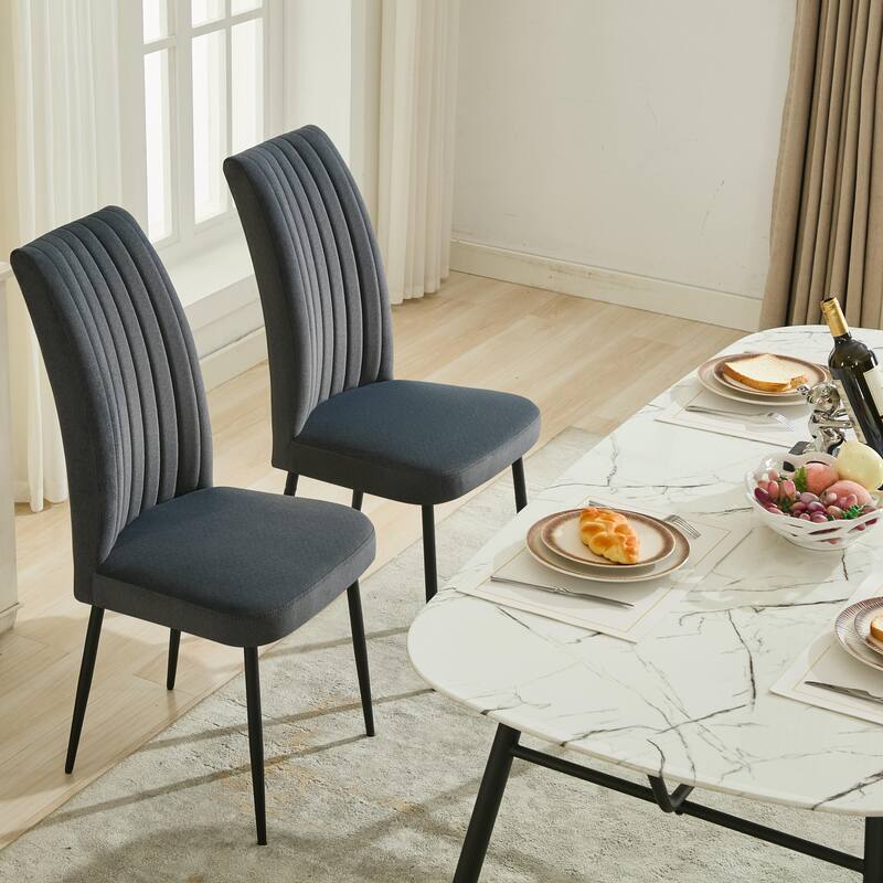 GDFStudio - Calden Minimalist Velvet Dining Chair Set with Adjustable Foot Studs, Modern Iron Base
