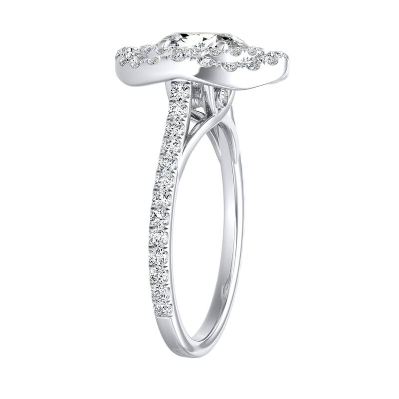 Auriya Platinum 1 1/4ctw Oval-cut Halo Diamond Engagement Ring (I-J, I1-I2)