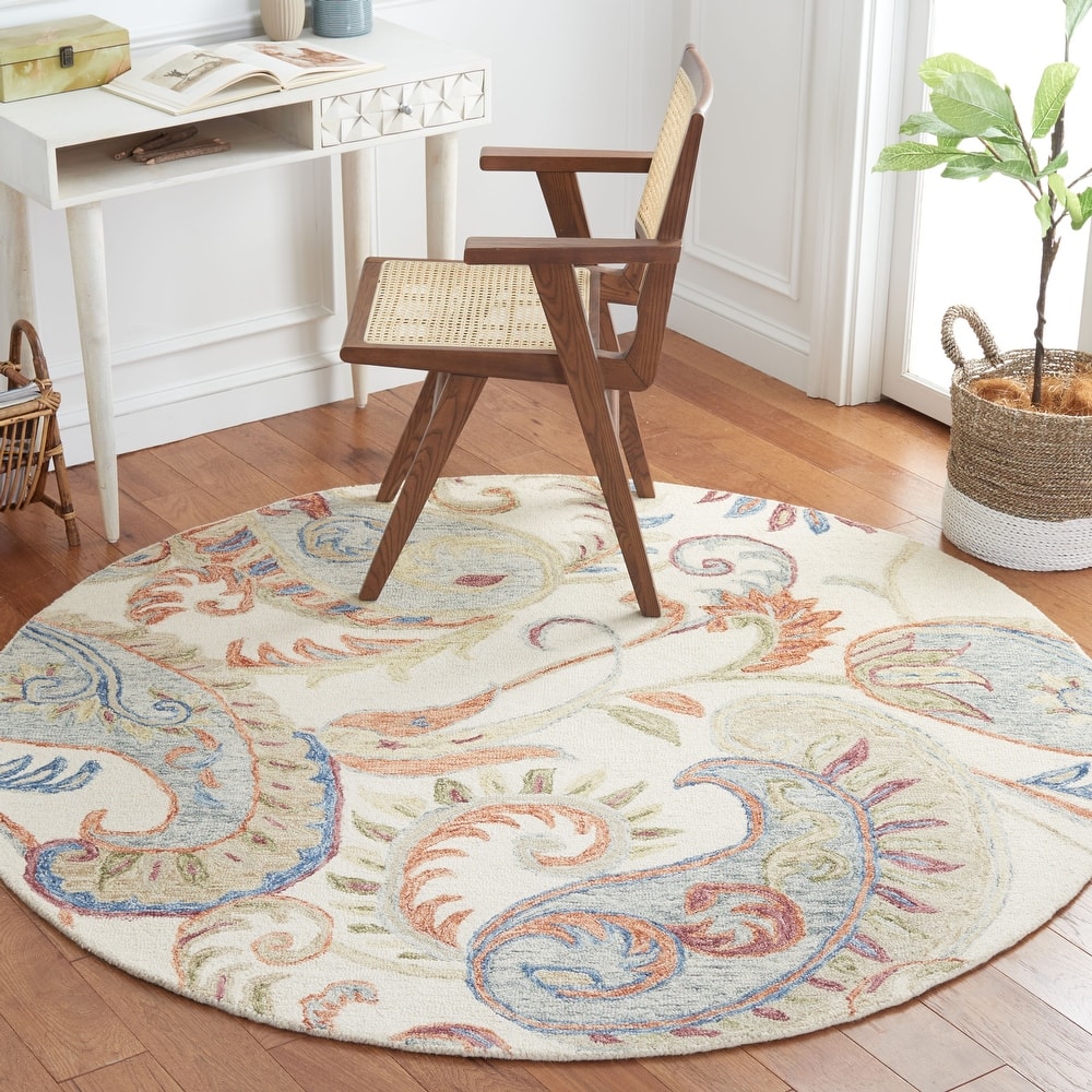 SAFAVIEH Handmade Micro-Loop Dafinka Floral Paisley Wool Rug