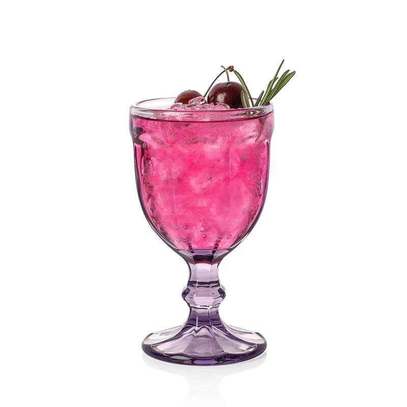 Vintage Embossed Glass Goblet (10.2 oz. set of 6) - 3.94"D x 5.51"H