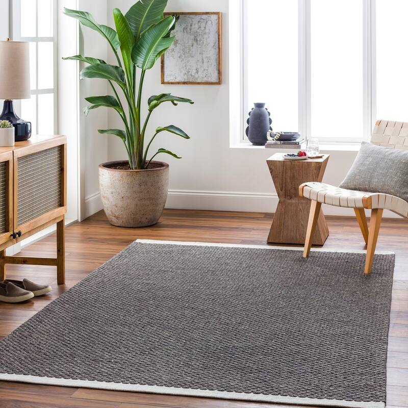 Abercom Handmade Casual Farmhouse Wool Area Rug - 8' x 10' - Charcoal