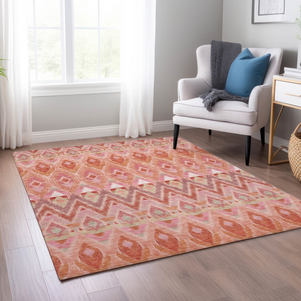 Machine Washable Indoor/ Outdoor Chantille Geometric Boho Rug
