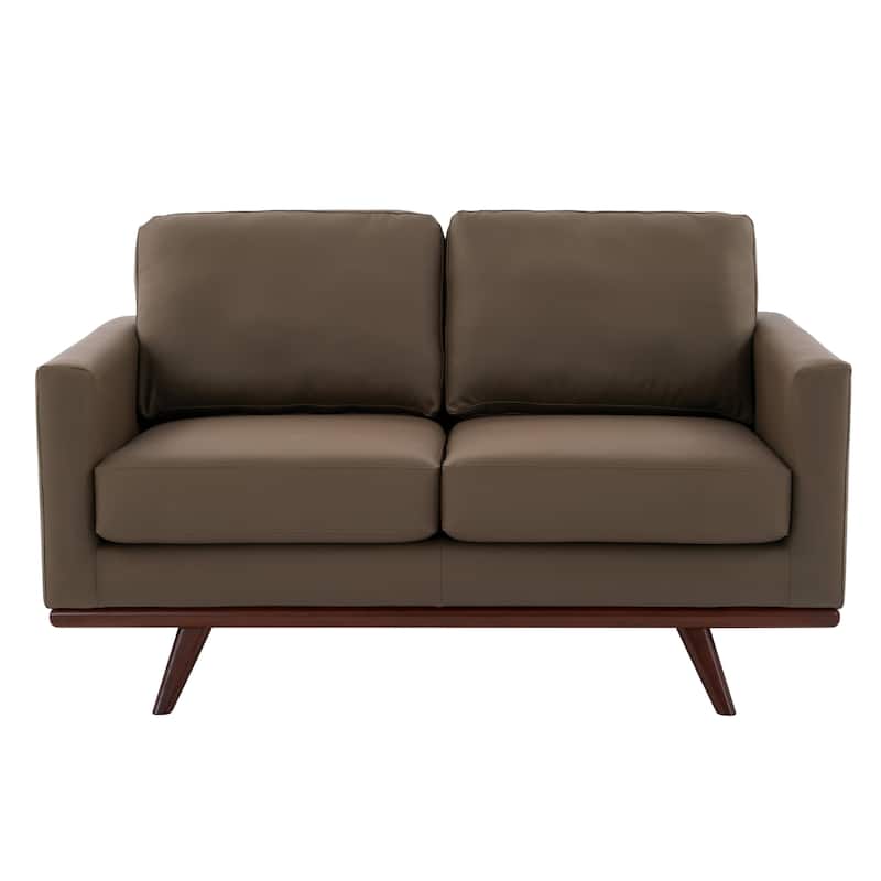 Chester Modern Loveseat 2 Seater Sofa Couch in Leather or Mesh Upholstery With Birch Wood Base for Living Room Bedroom Office