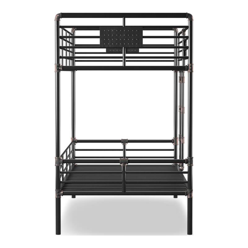 Wini Industrial Black 3-Piece Gel Memory Mattress & Metal Bunk Bed Set by Furniture of America