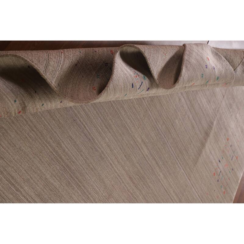 Gabbeh Oriental Area Rug Hand-Knotted Brown Wool Carpet - 7'9"x 9'7"