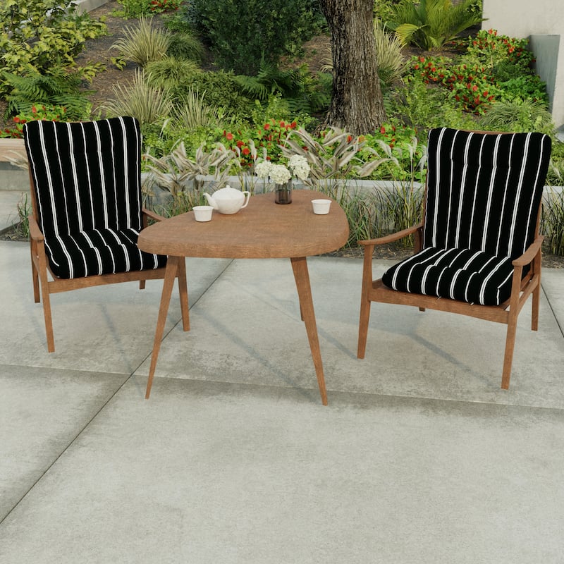 21" x 38" Black Stripe Outdoor Chair Cushion with Ties and Loop - 38'' L x 21'' W x 3.5'' H - Pursuit Shadow