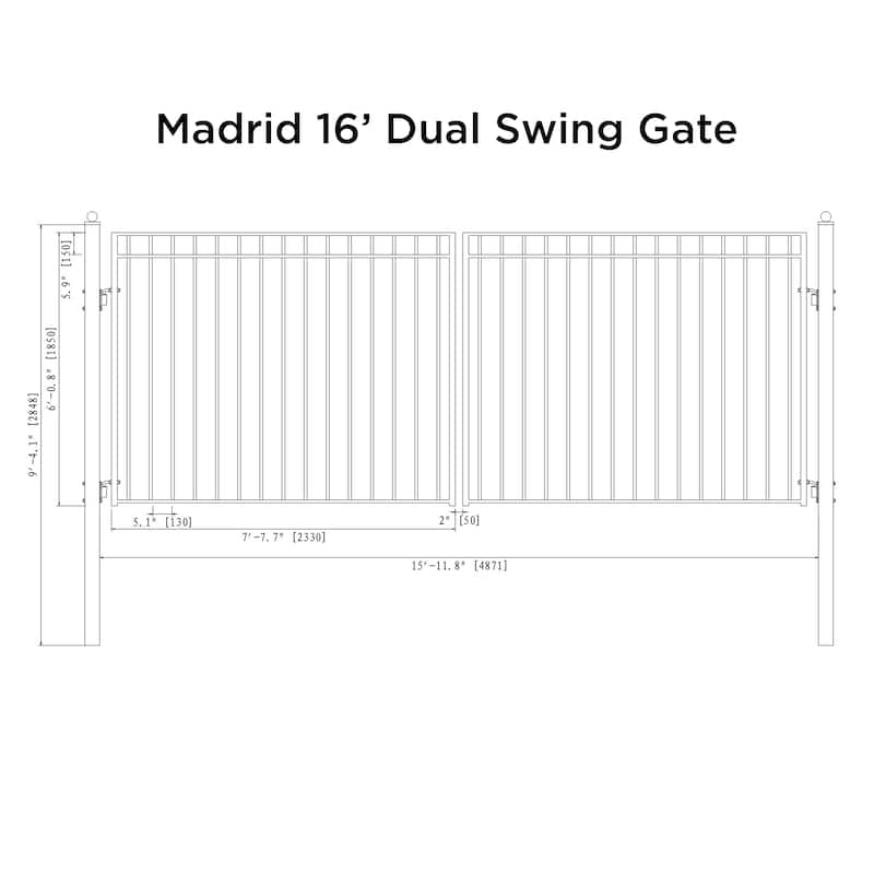 ALEKO Madrid Style Steel Dual Swing Driveway Gate 16' - 16 ft x 6 ft