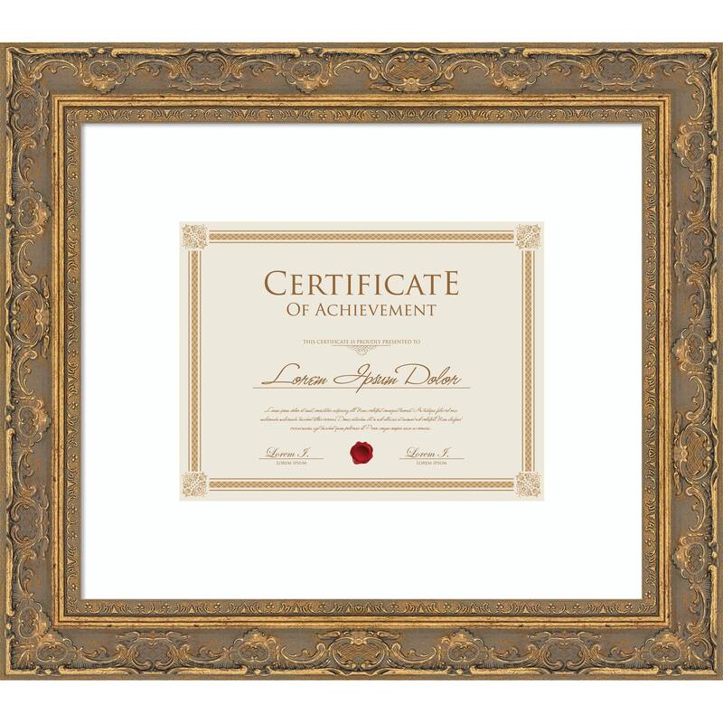 Filigree Picture Frame, Photo Frame - 17x14.5 Matted to 11x9 - Filigree Gold