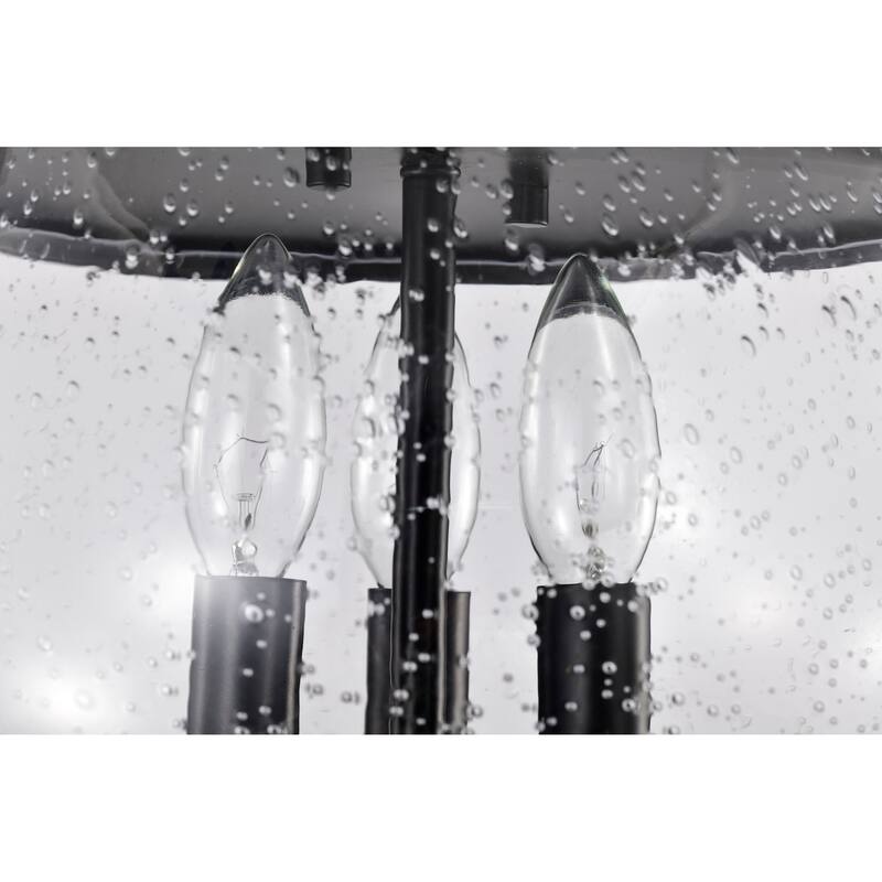Boliver 3 Light Flush Mount - Matte Black Finish - Clear Seeded Glass