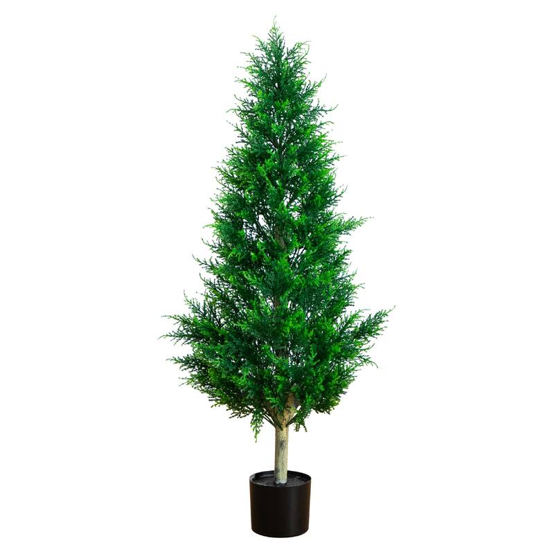 4-ft UV Resistant Artificial Cypress Tower Tree (Indoor/Outdoor) - Green