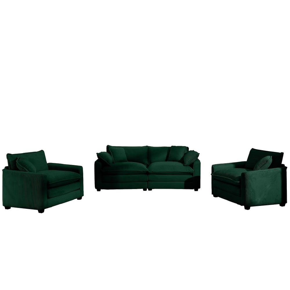 2+1+1Seater Flexible Combinations Sofa Set with One 2-Seater Sofas and 2 Single Sofa Chairs for Livingroom