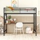 preview thumbnail 2 of 8, Black Full Size Metal Loft Bed with Desk, Ladder & Grid