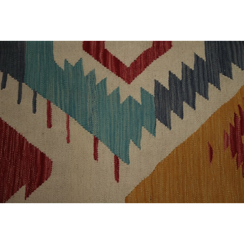 Hand Woven Oriental 100% Wool Carpet Southwestern Tribal Multi-Colored Kilim Area Rug - 8' 8'' X 5' 6''